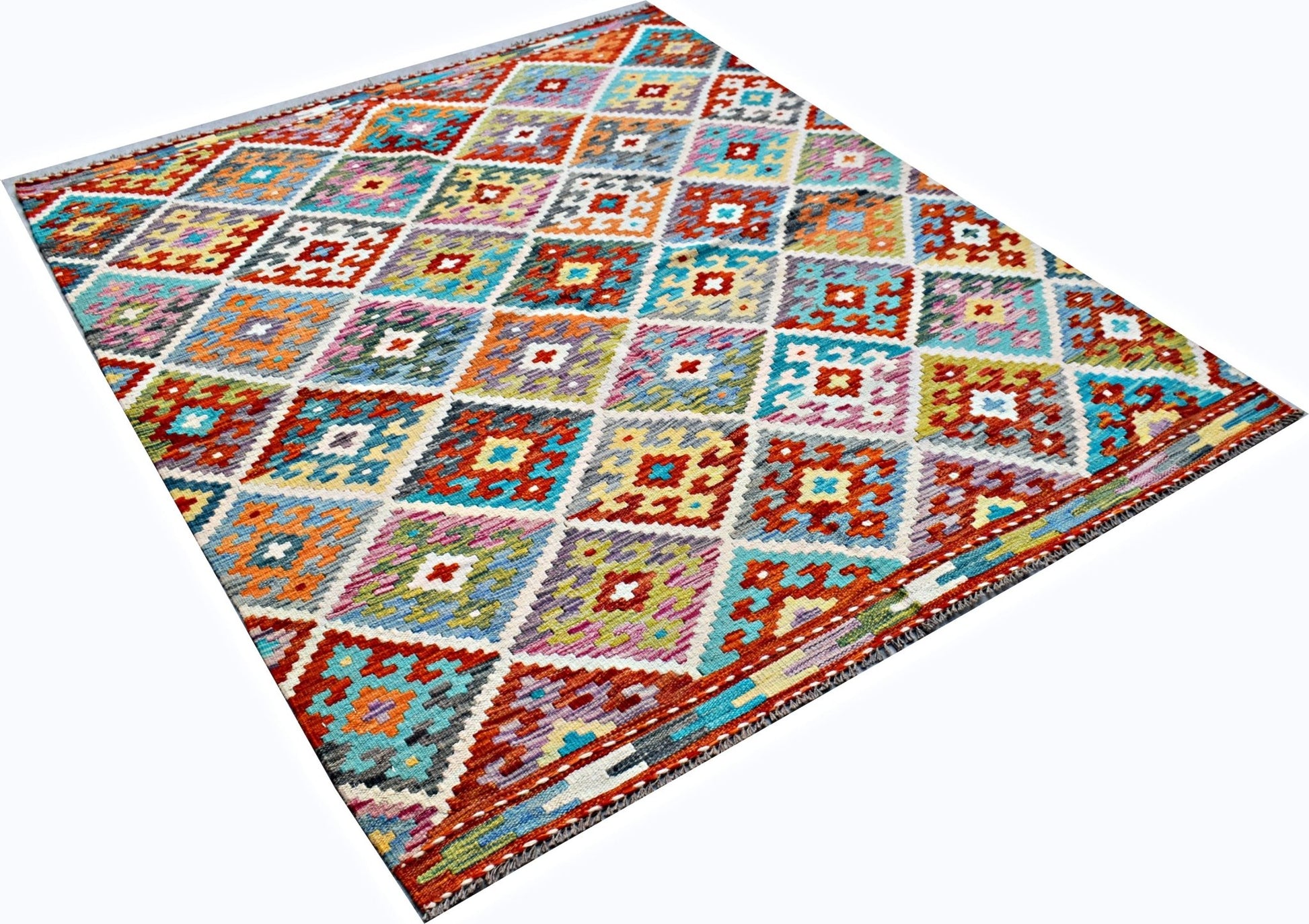Handmade Afghan Maimana Kilim | 185 x 151 cm | 6'1" x 5' - Najaf Rugs & Textile