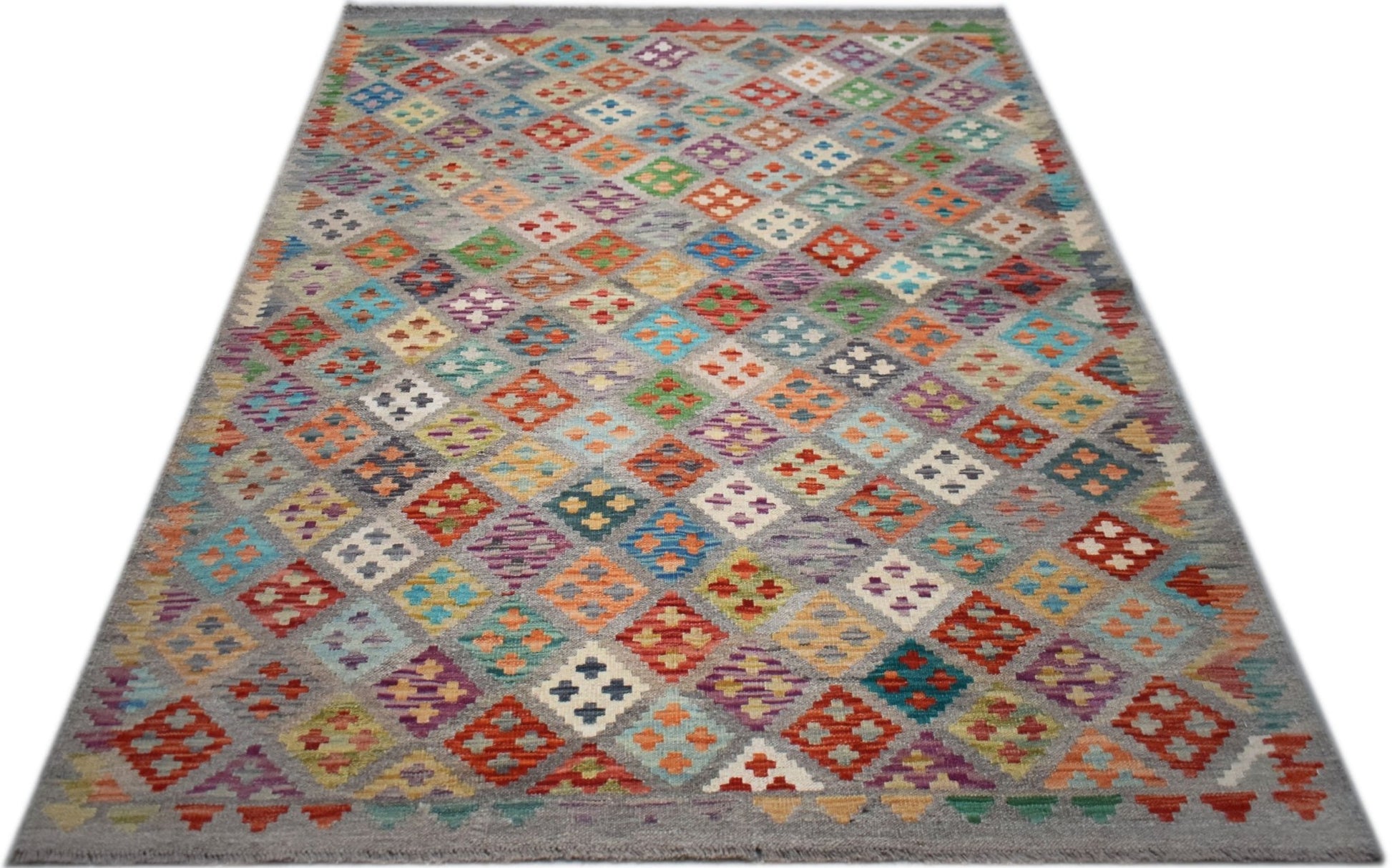 Handmade Afghan Maimana Kilim | 194 x 154 cm | 6'6" x 5'1" - Najaf Rugs & Textile