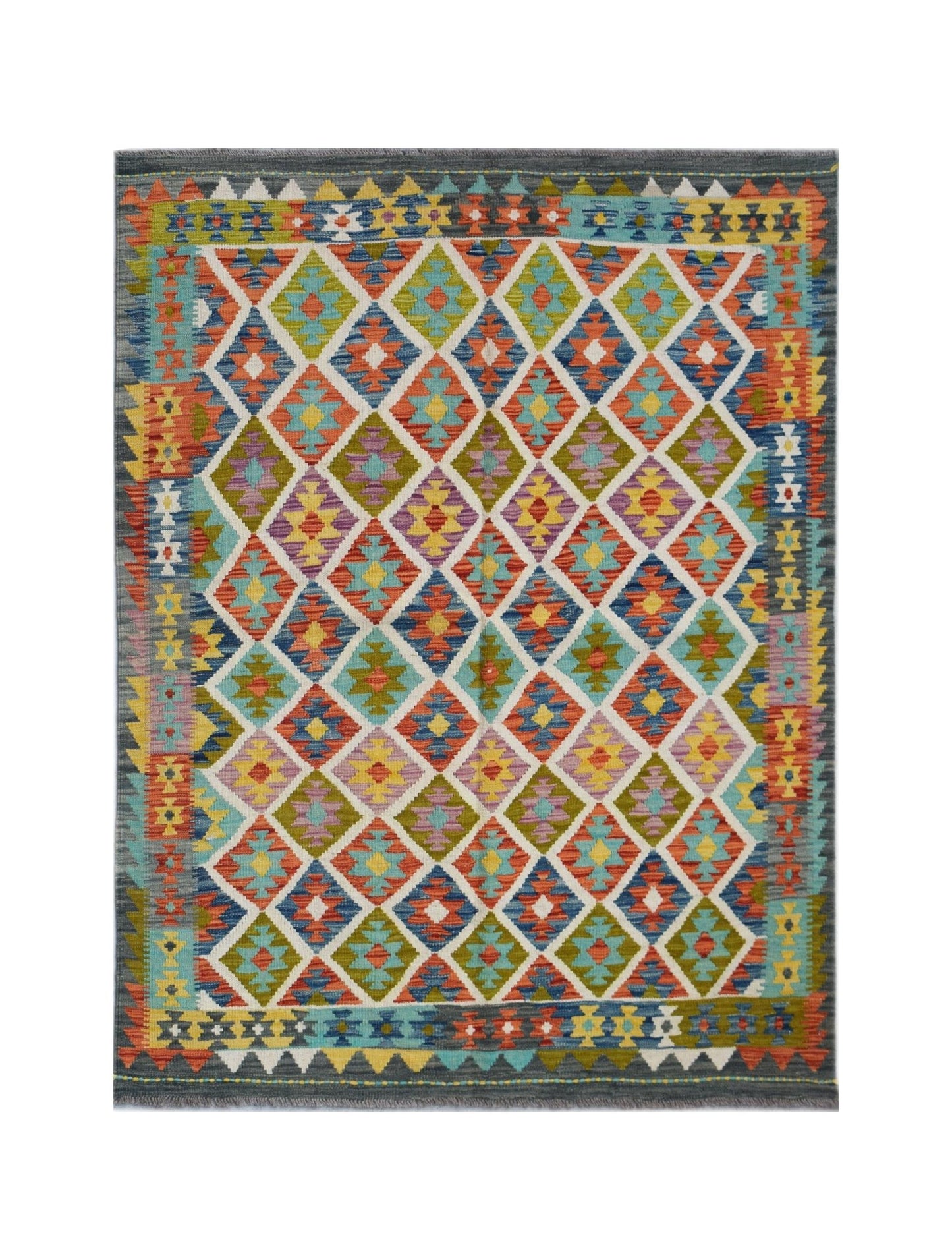 Handmade Afghan Maimana Kilim | 196 x 153 cm | 6'5" x 5'1" - Najaf Rugs & Textile