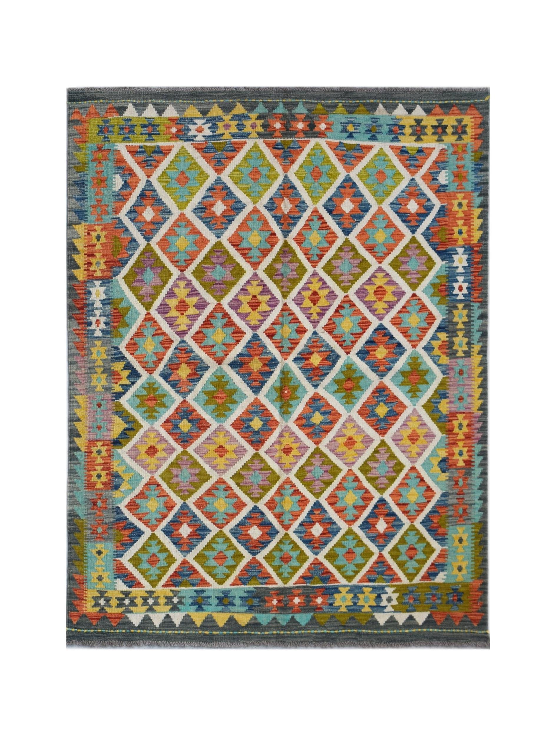 Handmade Afghan Maimana Kilim | 196 x 153 cm | 6'5" x 5'1" - Najaf Rugs & Textile