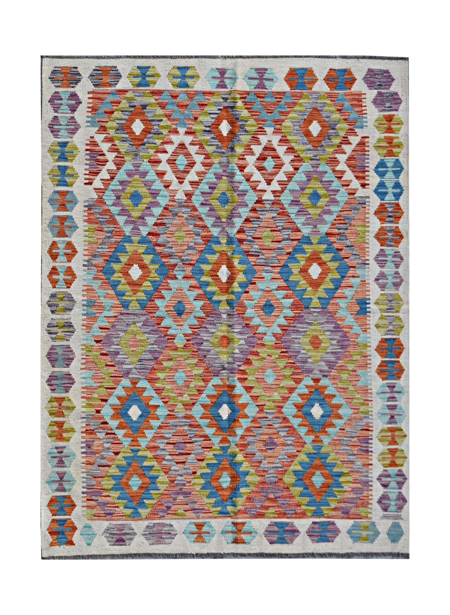 Handmade Afghan Maimana Kilim | 198 x 152 cm | 6'6" x 5' - Najaf Rugs & Textile