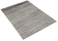 Afghan Maimana Kilim with a striped pattern in grey and blue tones.