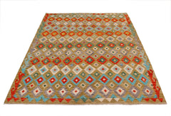 Handmade Afghan Maimana Kilim | 240 x 187 cm | 7'11" x 6'2" - Najaf Rugs & Textile