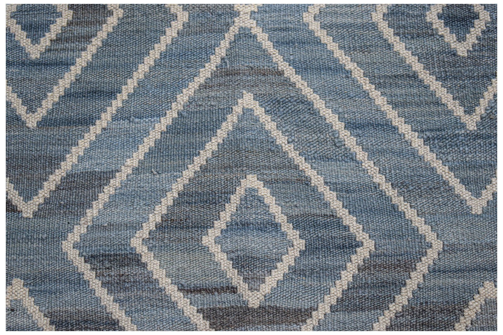 Afghan Maimana Kilim with a blue diamond pattern.