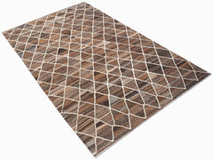 Handwoven Afghan Maimana kilim rug featuring a brown and cream geometric diamond pattern.