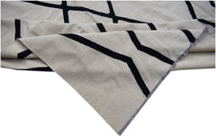 Afghan Maimana Kilim with black geometric pattern on a cream background.