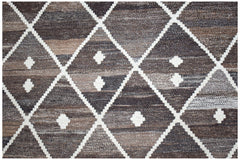 Afghan Maimana Kilim with a diamond pattern in brown and white.