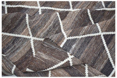 Afghan Maimana Kilim with a brown and white geometric pattern.
