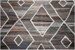 Afghan Maimana Kilim with a diamond pattern in brown and white.