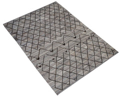 Afghan Maimana Kilim with a geometric diamond pattern in grey and black.