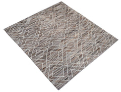 Afghan Maimana Kilim with a diamond pattern in brown and white.
