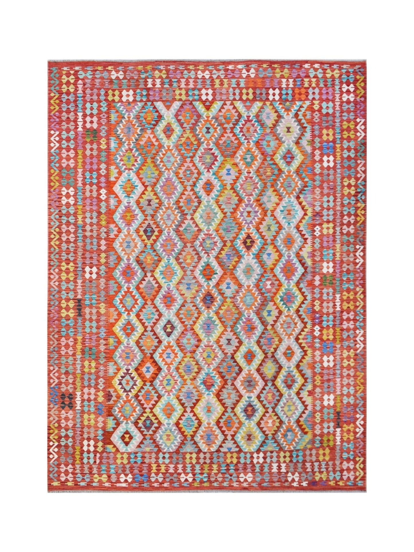 Handmade Afghan Maimana Kilim | 391 x 311 cm | 12'10" x 10'3" - Najaf Rugs & Textile