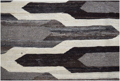 Afghan Maimana Kilim with geometric patterns in shades of brown and cream.