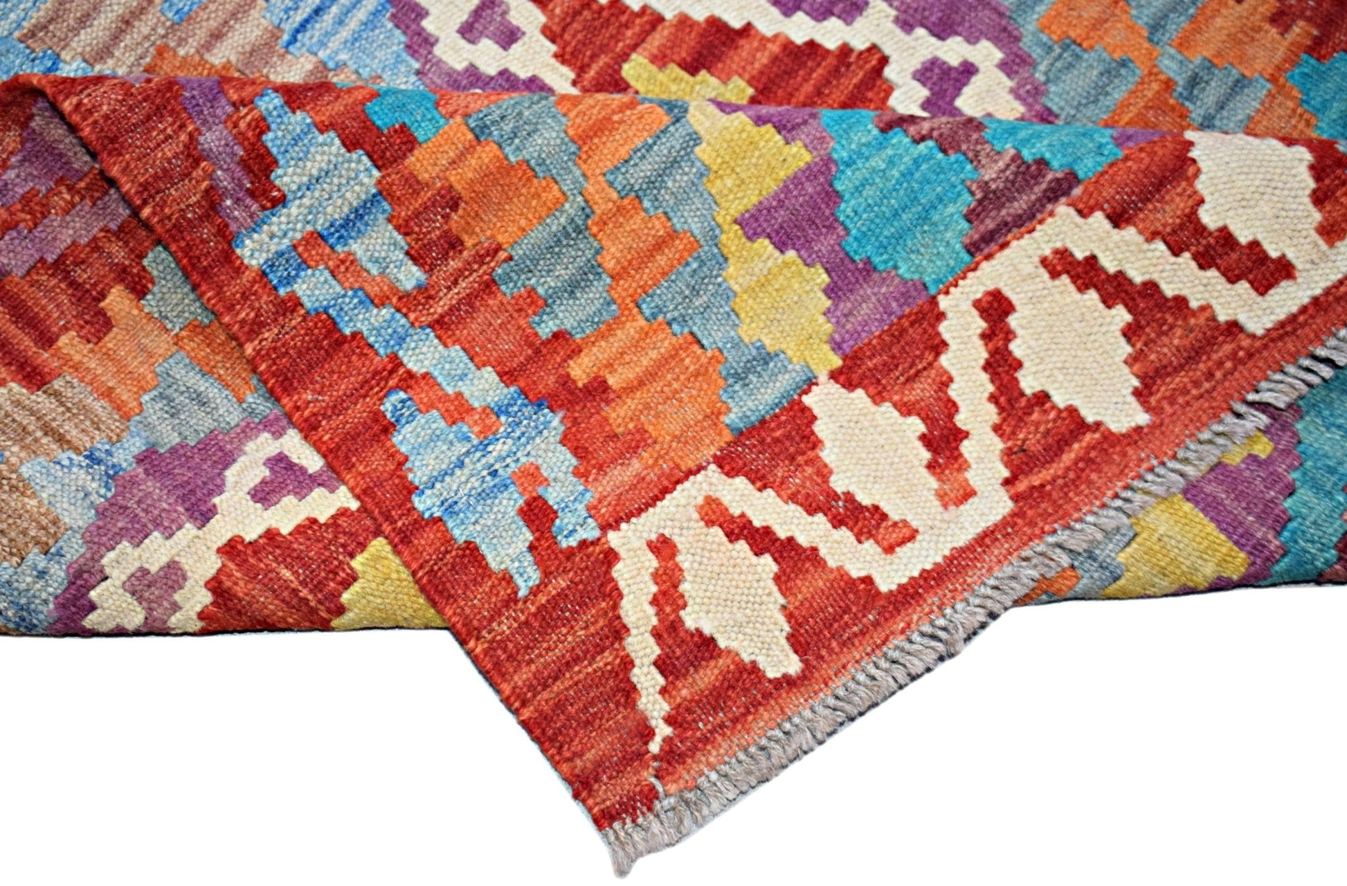 Handmade Maimana Killim Hallway Runner | 240 x 87 cm | 7'10" x 2'10" - Najaf Rugs & Textile