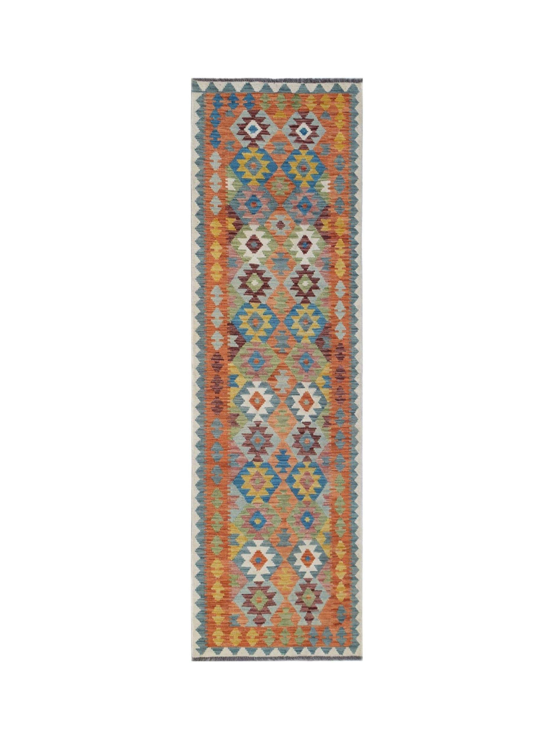 Handmade Maimana Killim Hallway Runner | 288 x 84 cm | 9'6" x 2'9" - Najaf Rugs & Textile