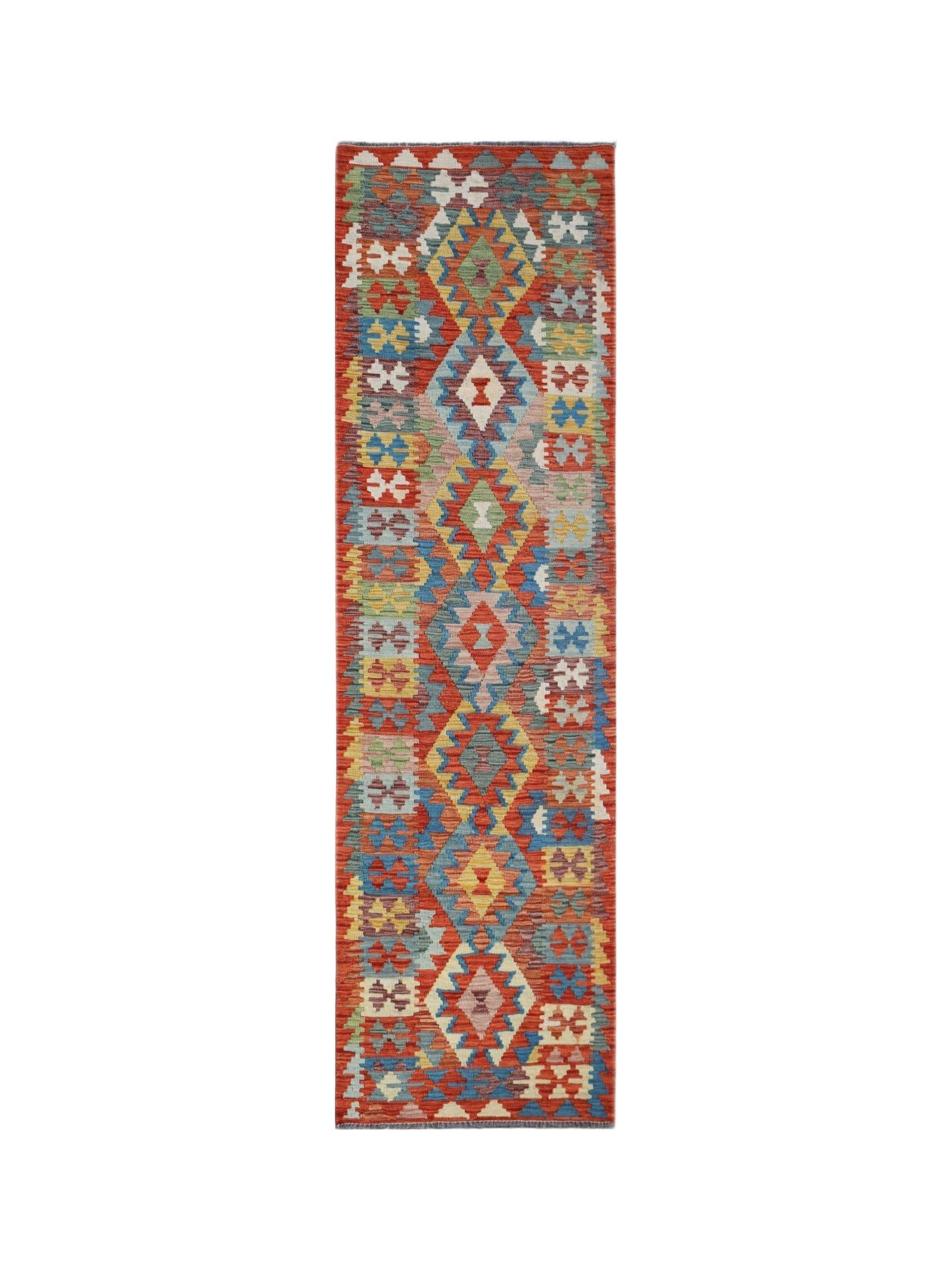Handmade Maimana Killim Hallway Runner | 289 x 81 cm | 9'6" x 2'8" - Najaf Rugs & Textile