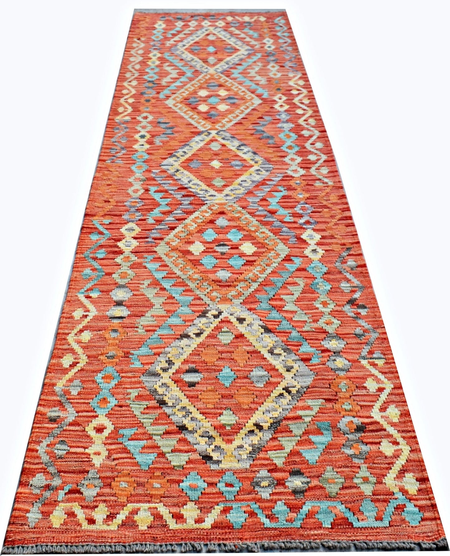 Handmade Maimana Killim Hallway Runner | 289 x 87 cm | 9'6" x 2'10" - Najaf Rugs & Textile