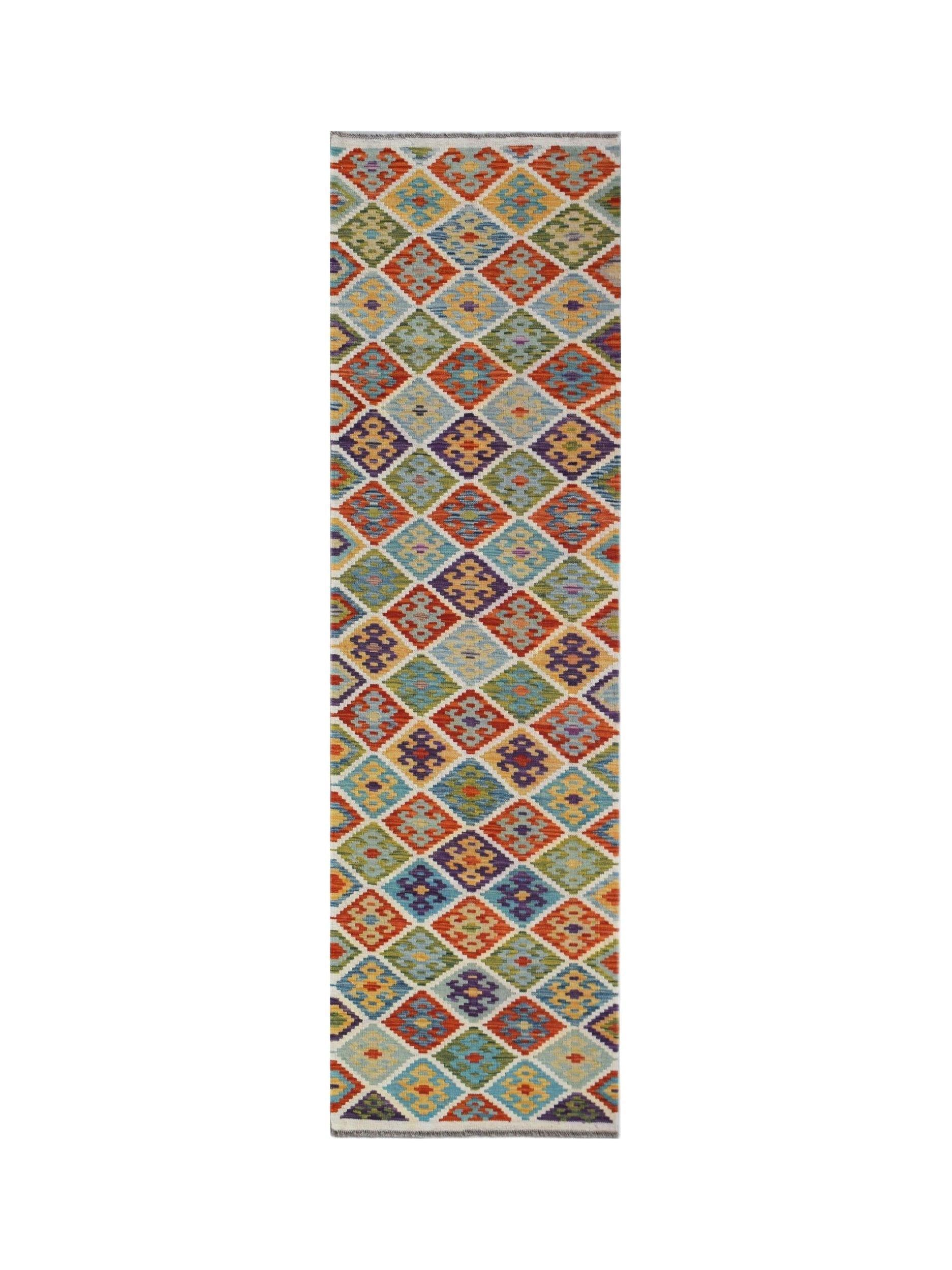 Handmade Maimana Killim Hallway Runner | 294 x 83 cm | 9'8" x 2'9" - Najaf Rugs & Textile