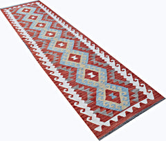 Handmade Maimana Killim Hallway Runner | 296 x 76 cm | 9'9" x 2'6" - Najaf Rugs & Textile
