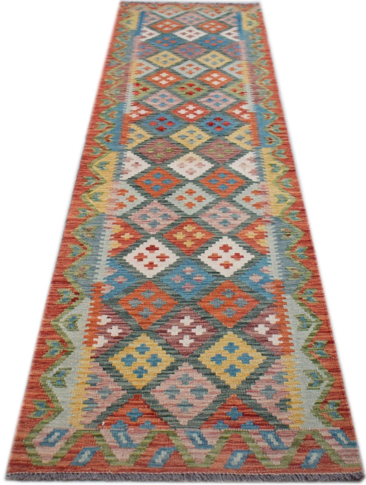 Handmade Maimana Killim Hallway Runner | 298 x 80 cm | 9'9" x 2'8" - Najaf Rugs & Textile