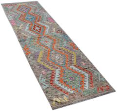 Handmade Maimana Killim Hallway Runner | 303 x 82 cm | 9'11" x 2'9" - Najaf Rugs & Textile