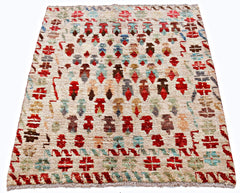 Handmade Tribal Afghan Rug | 110 x 96 cm | 3'8" x 3'2" - Najaf Rugs & Textile