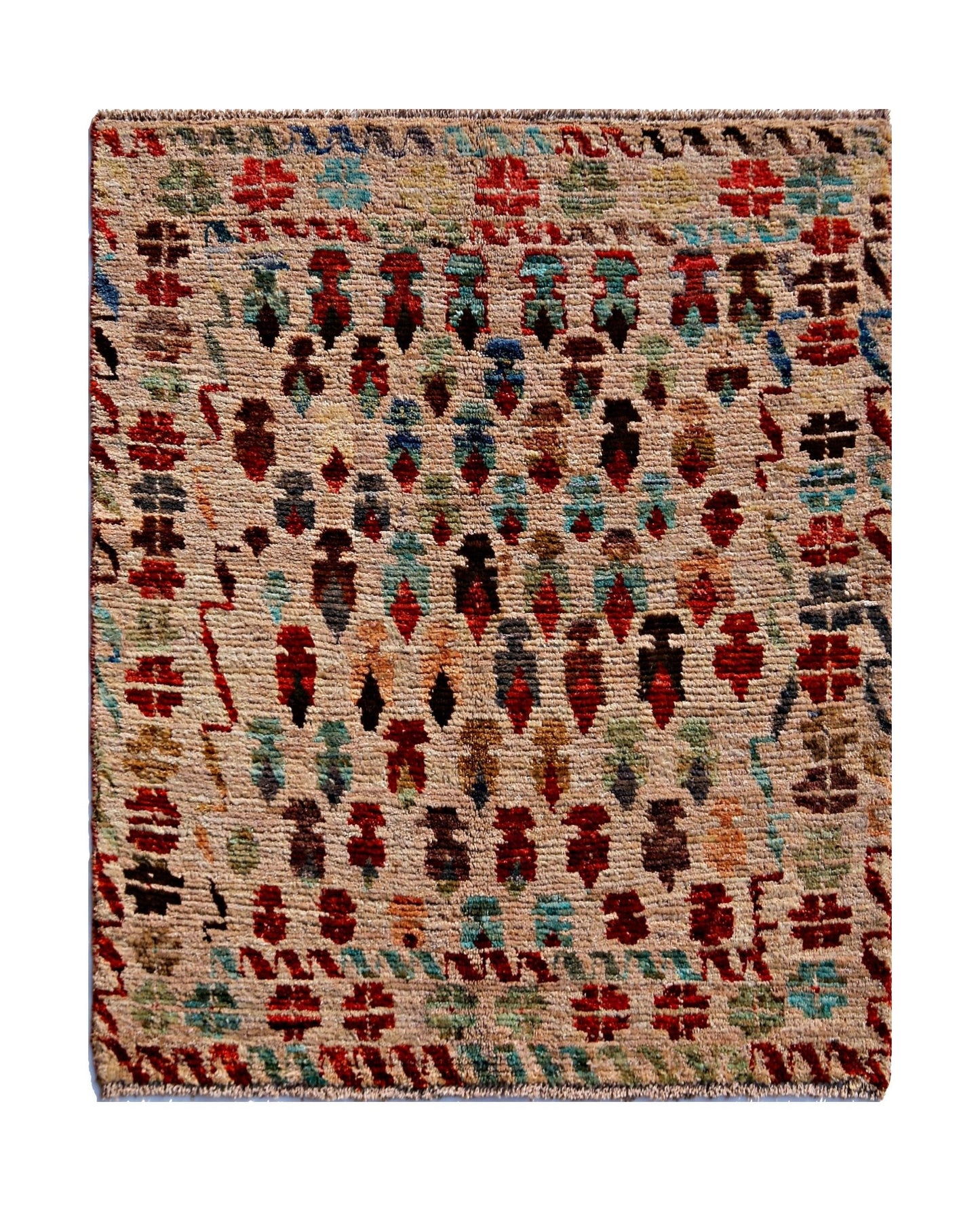 Handmade Tribal Afghan Rug | 110 x 96 cm | 3'8" x 3'2" - Najaf Rugs & Textile