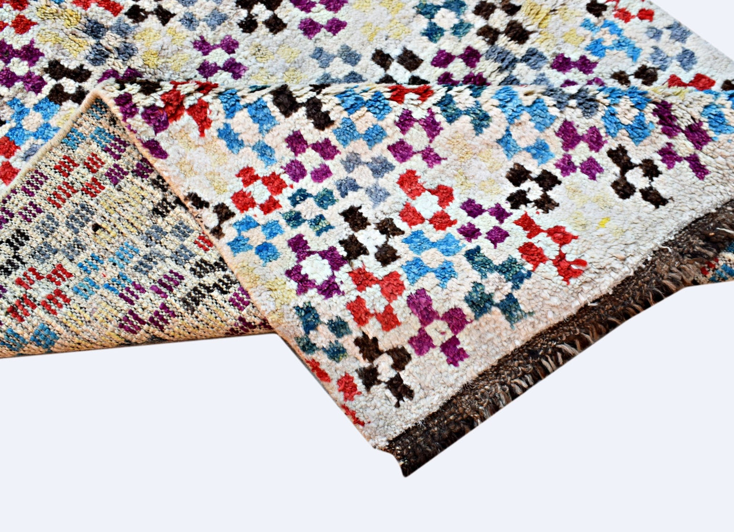 Handmade Tribal Afghan Berber Rug | 139 x 92 cm | 4'5" x 3' - Najaf Rugs & Textile