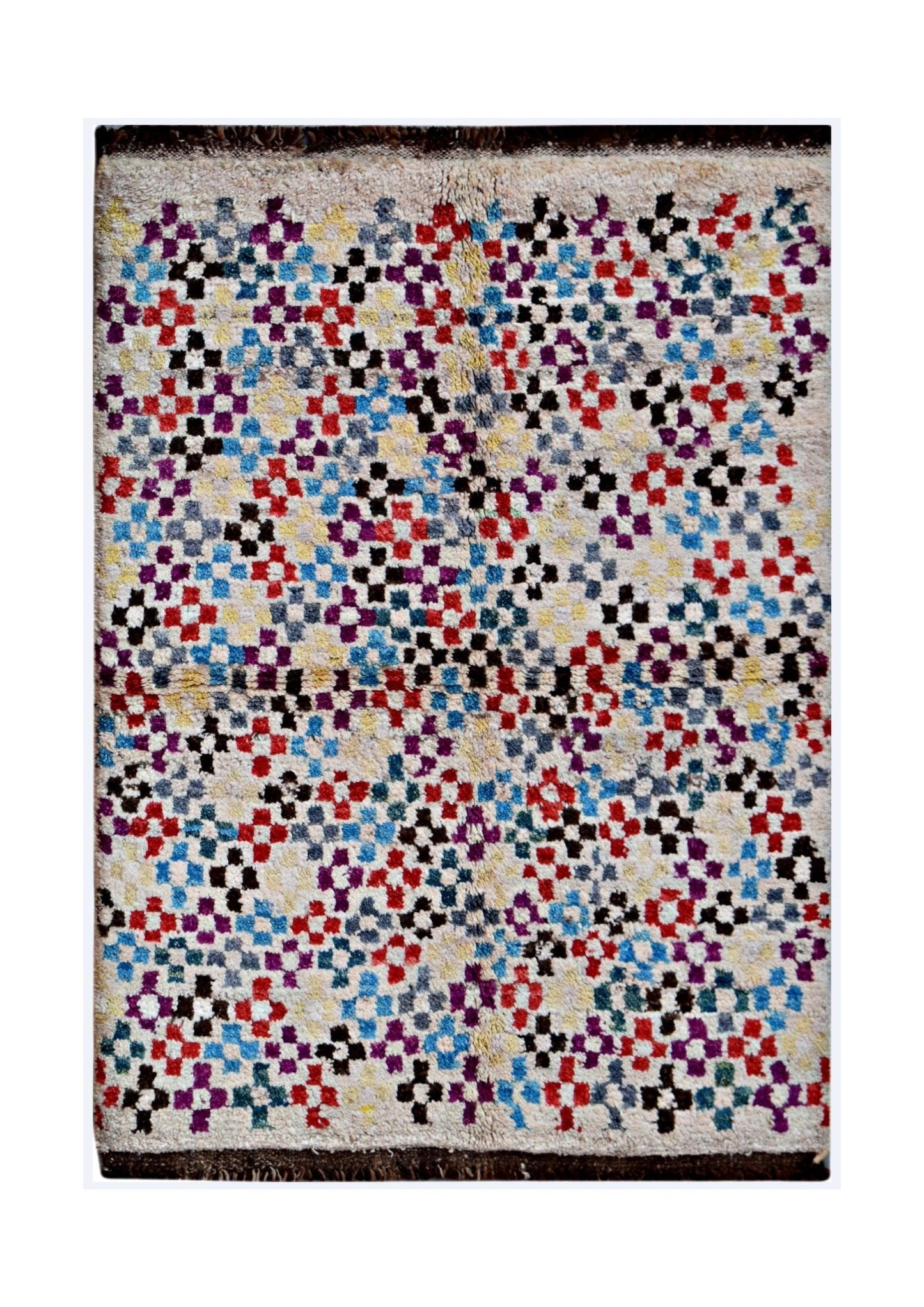 Handmade Tribal Afghan Berber Rug | 139 x 92 cm | 4'5" x 3' - Najaf Rugs & Textile