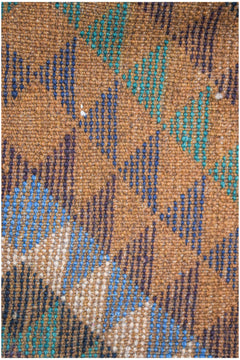Handmade Afghan Pashm rug featuring traditional tribal patterns in deep red, brown, and blue tones.