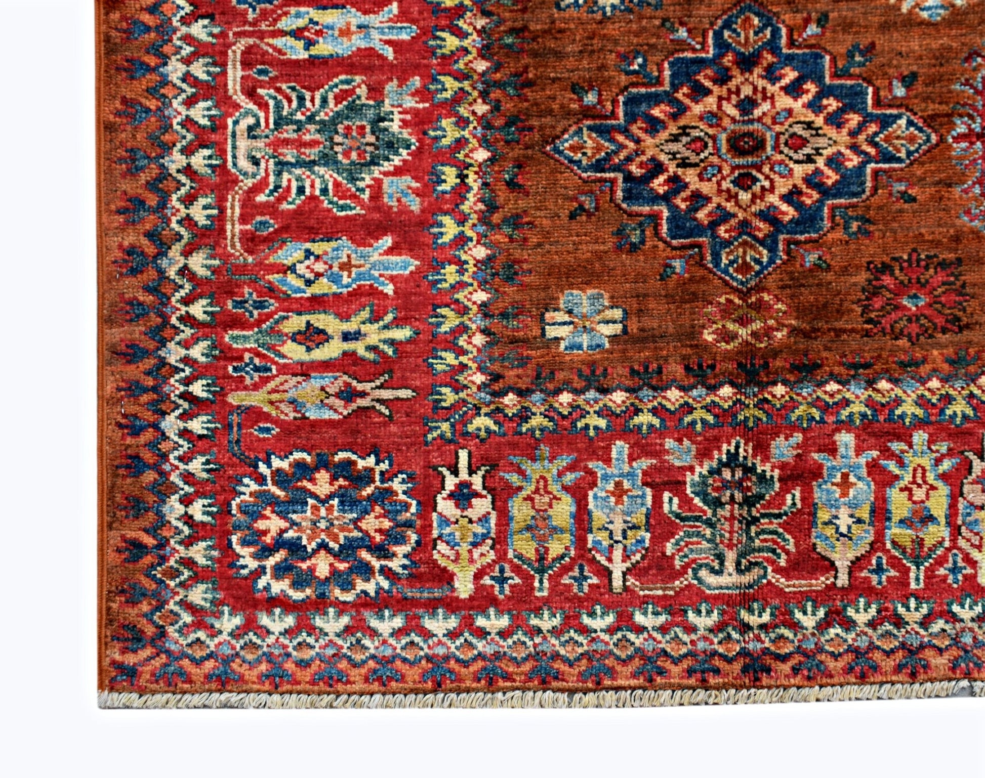 Handmade Afghan Super Kazakh Rug | 200 x 152 cm | 6'7" x 5' - Najaf Rugs & Textile