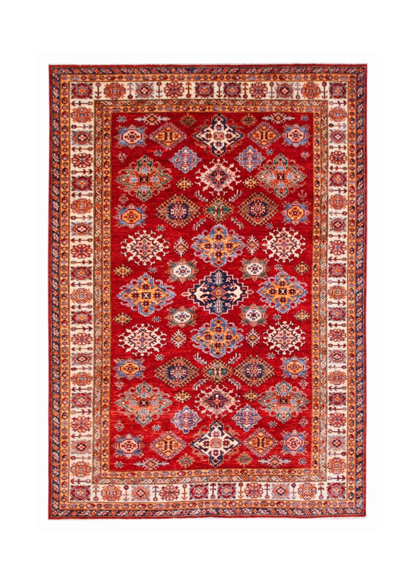 Handmade Afghan Super Kazakh Rug | 285 x 210 cm | 9'4" x 6'11" - Najaf Rugs & Textile