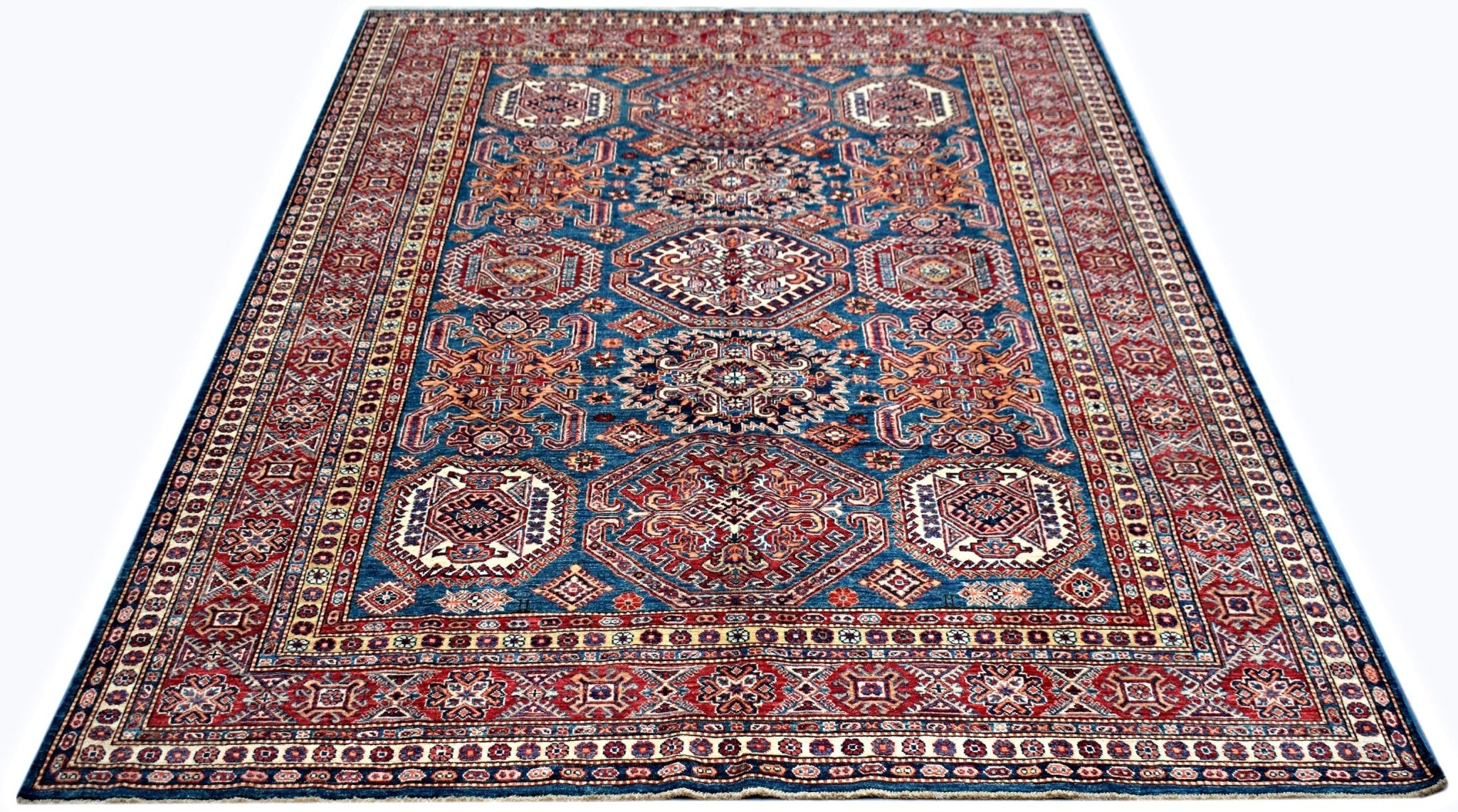 Handmade Afghan Super Kazakh Rug | 318 x 245 cm | 10'6" x 8'10" - Najaf Rugs & Textile
