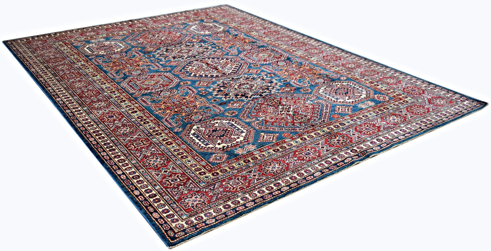 Handmade Afghan Super Kazakh Rug | 318 x 245 cm | 10'6" x 8'10" - Najaf Rugs & Textile