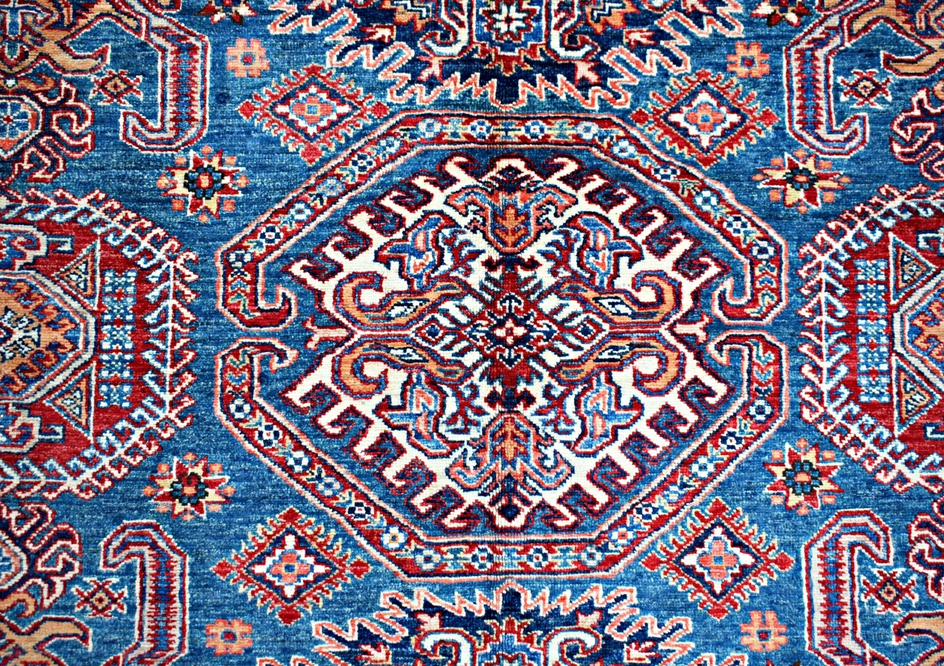 Handmade Afghan Super Kazakh Rug | 318 x 245 cm | 10'6" x 8'10" - Najaf Rugs & Textile