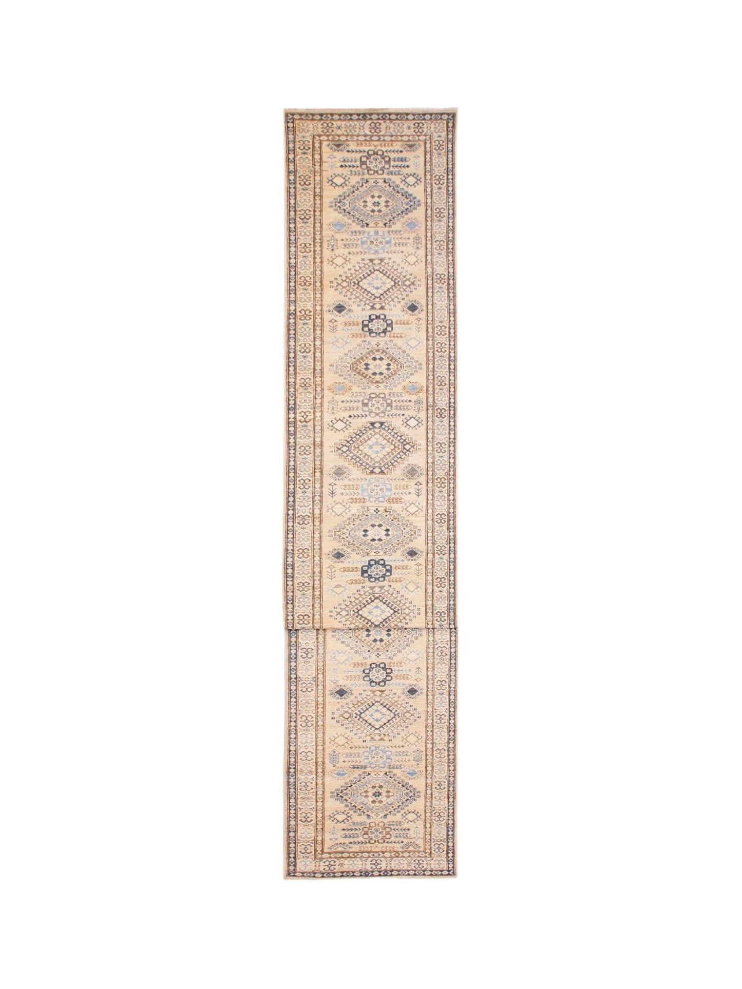 Handmade Super Afghan Kazakh Hallway Runner | 1009 x 92 cm | 33'1" x 3' - Najaf Rugs & Textile