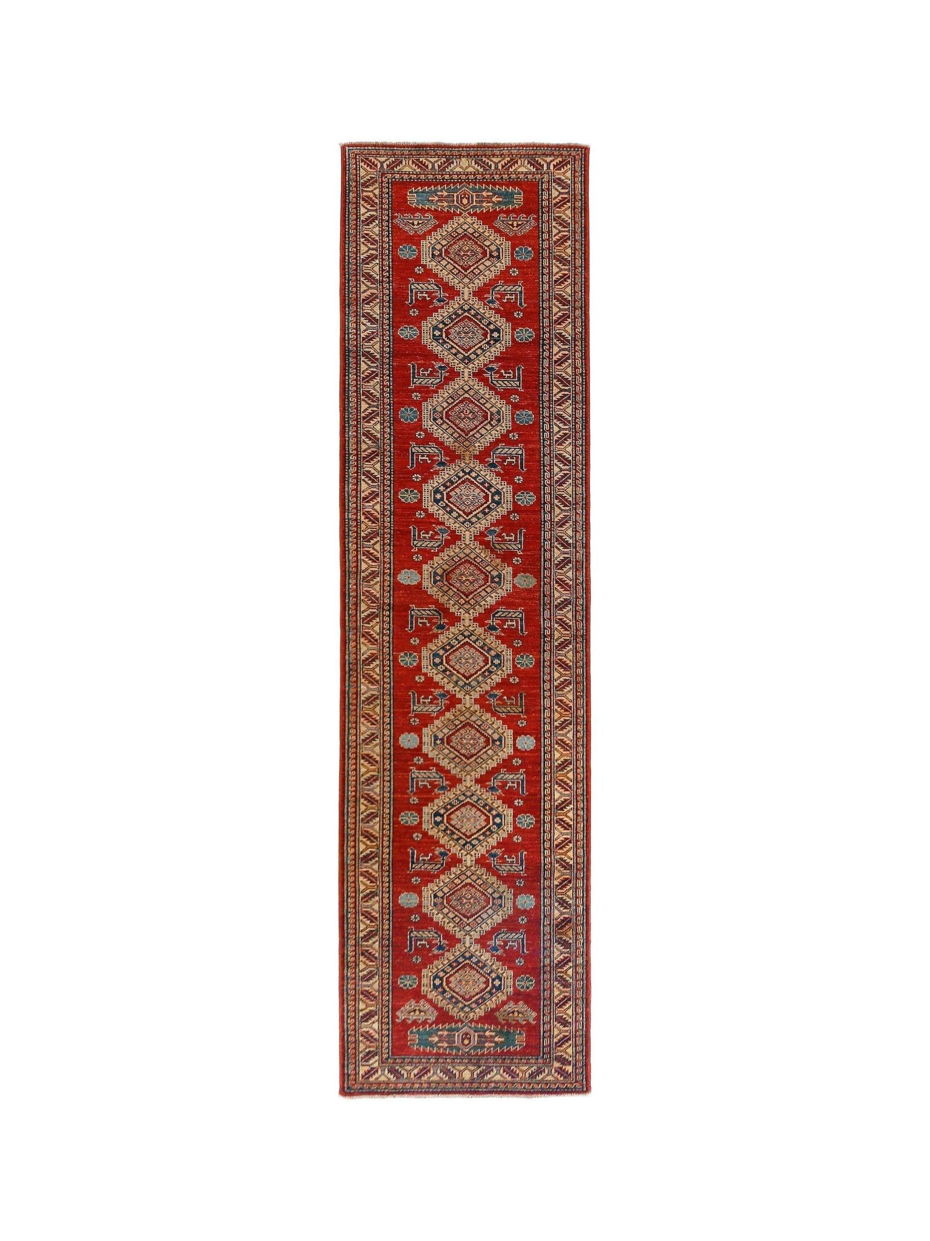 Handmade Traditional Super Kazakh Hallway Runner | 322 x 85 cm | 10'7" x 2'10" - Najaf Rugs & Textile