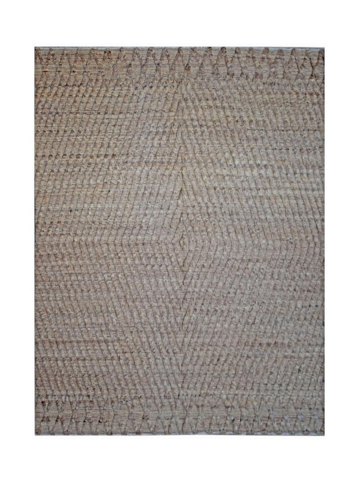 A handmade Afghan Yekta rug featuring a textured diamond pattern in neutral wool tones.