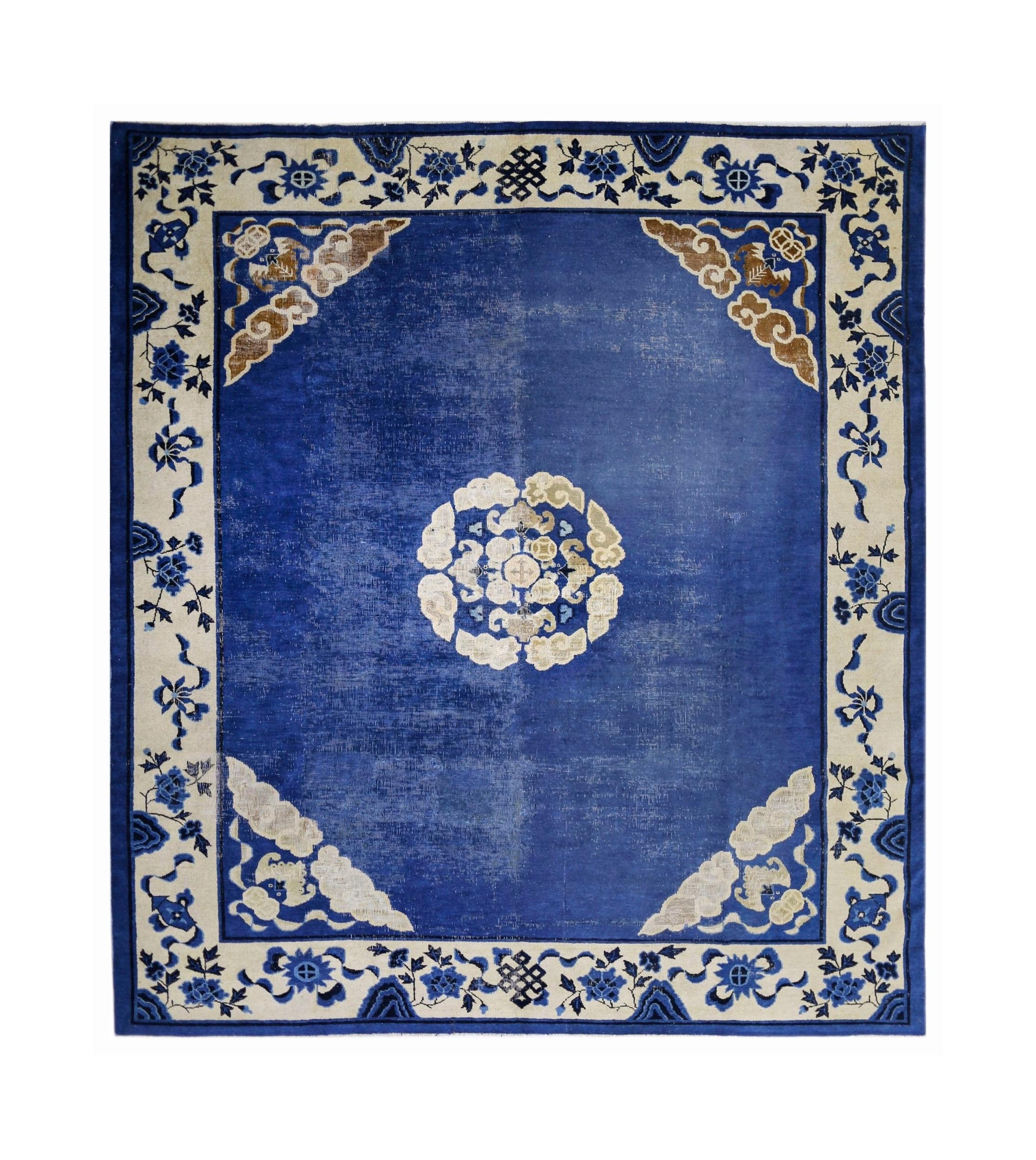Handmade Antique Chinese Peking Rug | 267 x 243 cm | 8'9" x 8' - Najaf Rugs & Textile