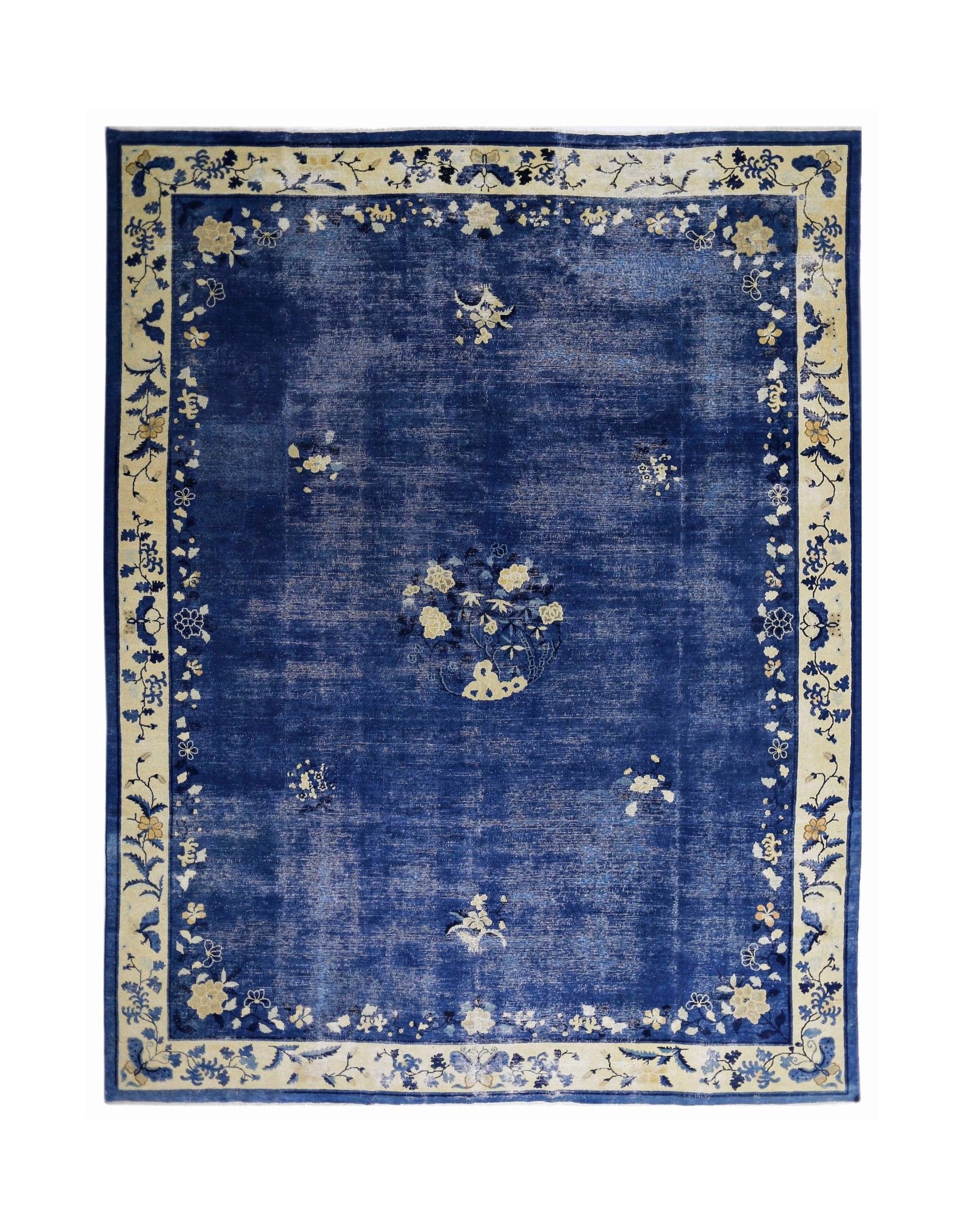Handmade Antique Chinese Peking Rug | 343 x 266 cm | 11'3" x 8'9" - Najaf Rugs & Textile