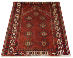 Handmade Antique Afghan Turkmen Prayer Rug | 100 x 85 cm | 3'3" x 2'9" - Najaf Rugs & Textile