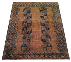 Handmade Semi-Antique Afghan Turkmen Rug | 137 x 105 cm | 4'6" x 3'6" - Najaf Rugs & Textile