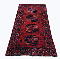 Handmade Antique Afghan Turkmen Rug | 173 x 98 cm | 5'8" x 3'2" - Najaf Rugs & Textile