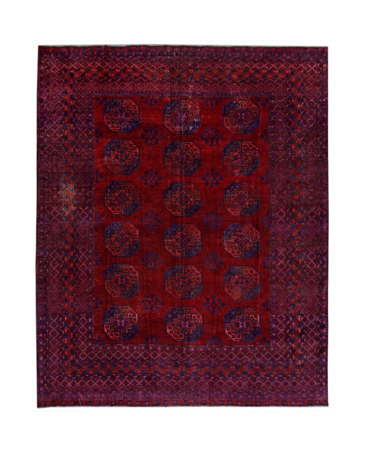 Handmade Antique Afghan Turkmen Rug | 345 x 291 cm | 11'4" x 9'6" - Najaf Rugs & Textile