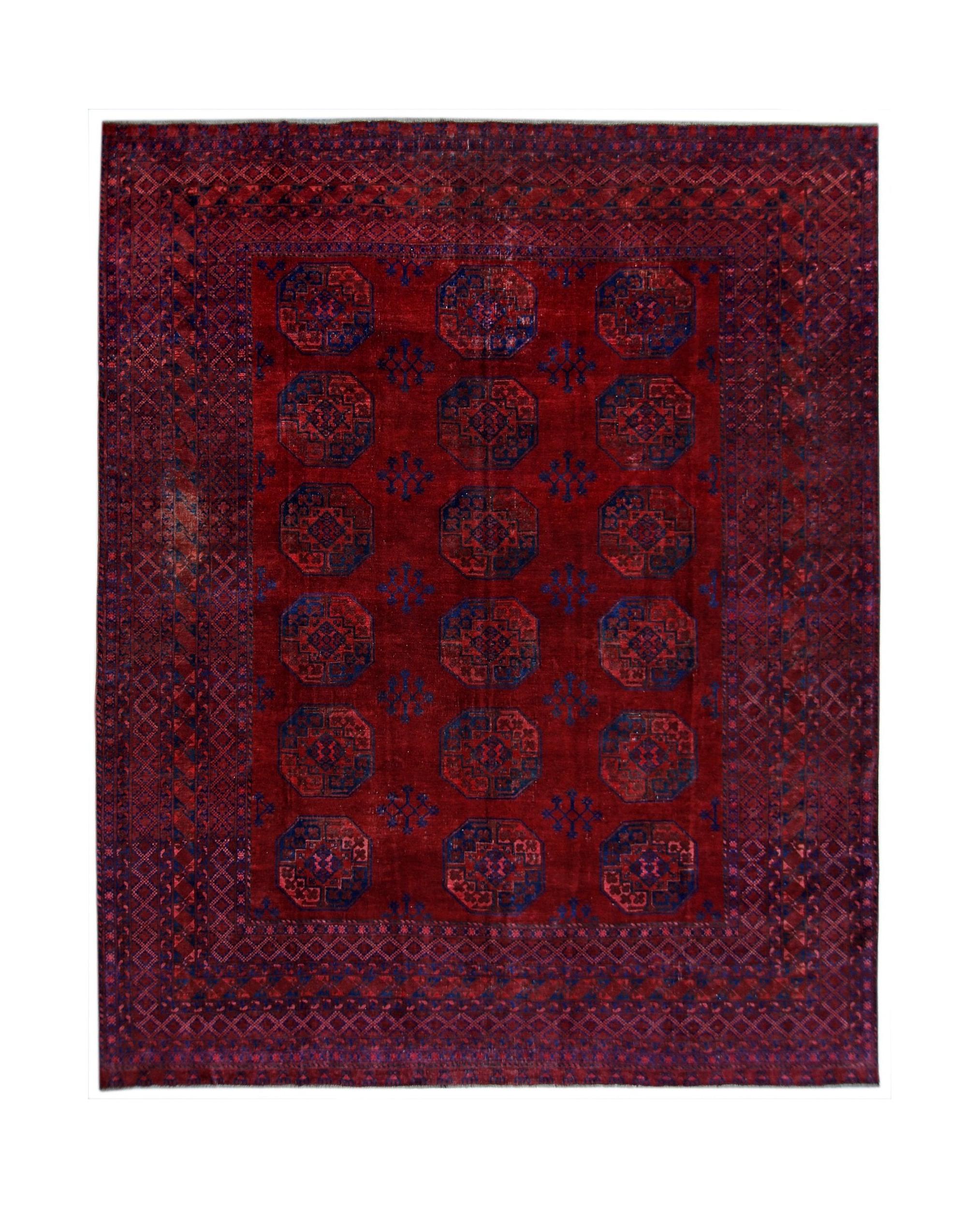 Handmade Antique Afghan Turkmen Rug | 345 x 291 cm | 11'4" x 9'6" - Najaf Rugs & Textile
