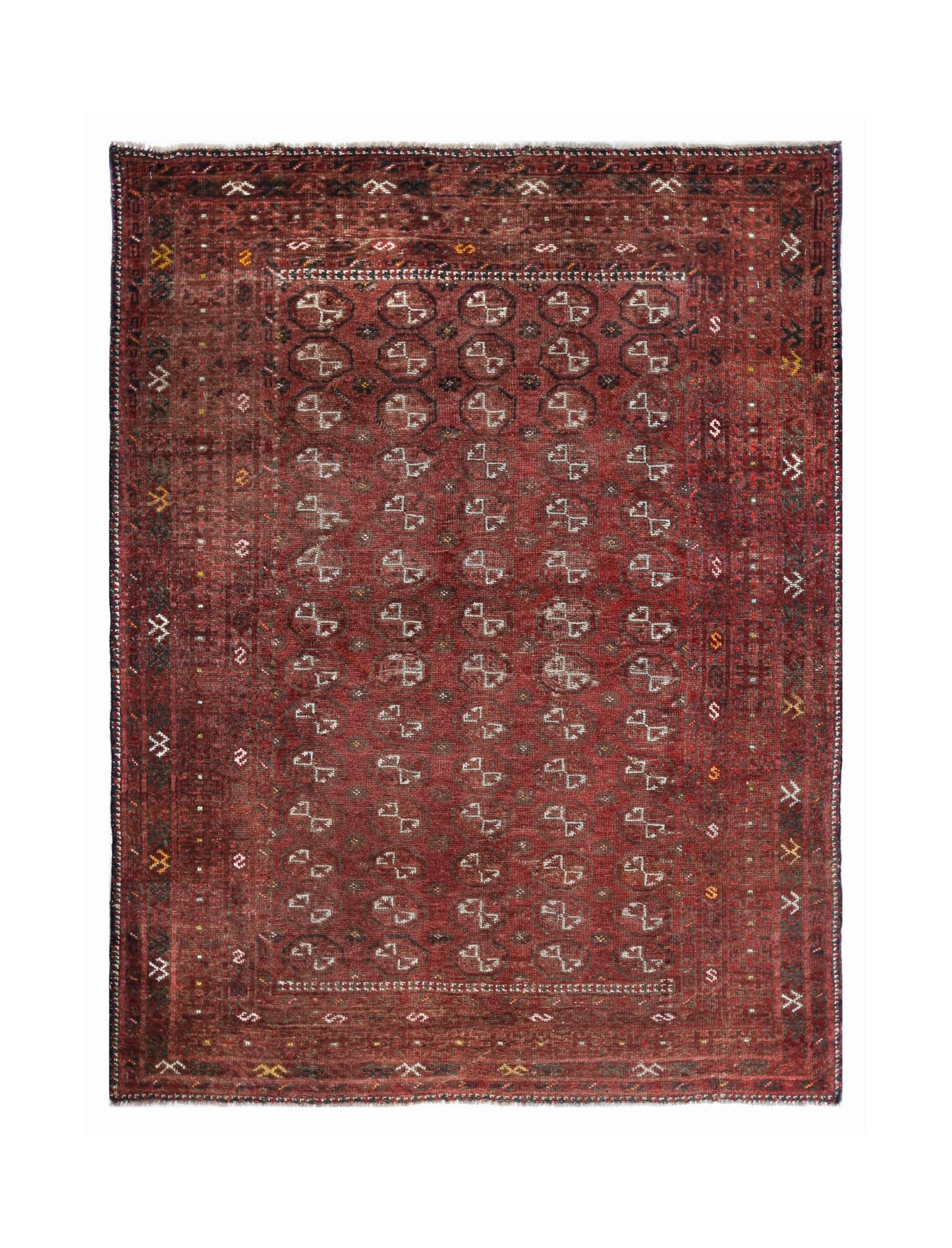 Handmade Semi-Antique Afghan Turkmen Rug | 169 x 129 cm | 5'6" x 4'3" - Najaf Rugs & Textile