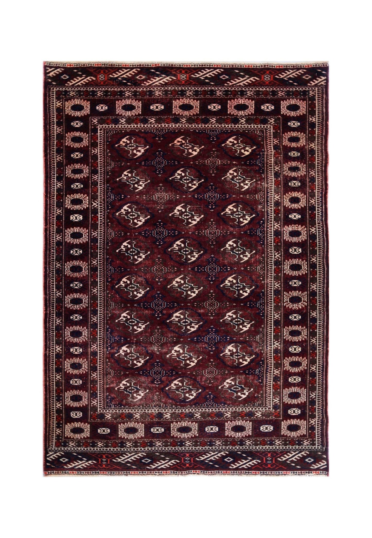 Handmade Afghan Turkmen Bokhara Rug | 202 x 135 cm | 6'8" x 4'5" - Najaf Rugs & Textile