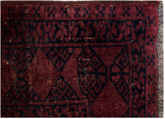 Handmade Semi-Antique Afghan Turkmen Rug | 111 x 103 cm | 3'8" x 3'5'" - Najaf Rugs & Textile