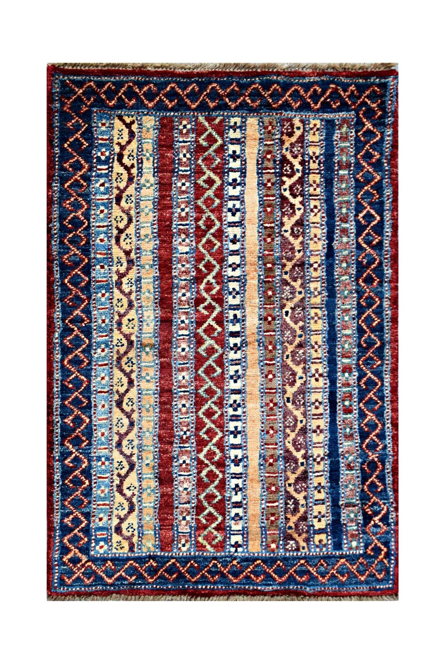 Handmade Mini Afghan Chobi Rug | 100 x 52 cm | 3'3" x 1'9" - Najaf Rugs & Textile