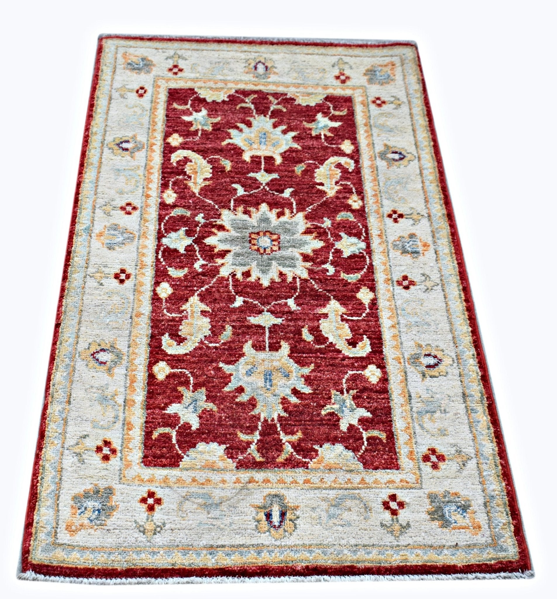 Handmade Mini Afghan Chobi Rug | 105 x 62 cm | 3'5" x 2' - Najaf Rugs & Textile